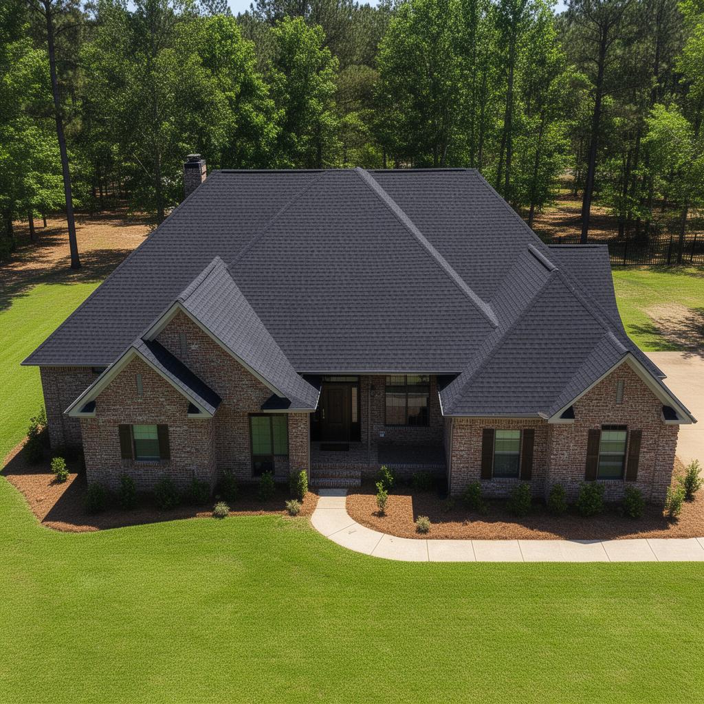 New charcoal architectural shingle roof after Shurden's Roofing installation in Starkville MS