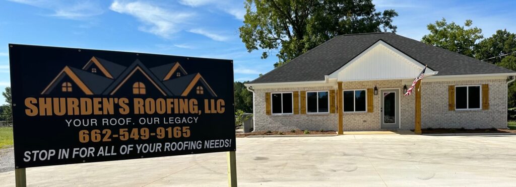 The exterior of Shurden's Roofing office in Maben, MS